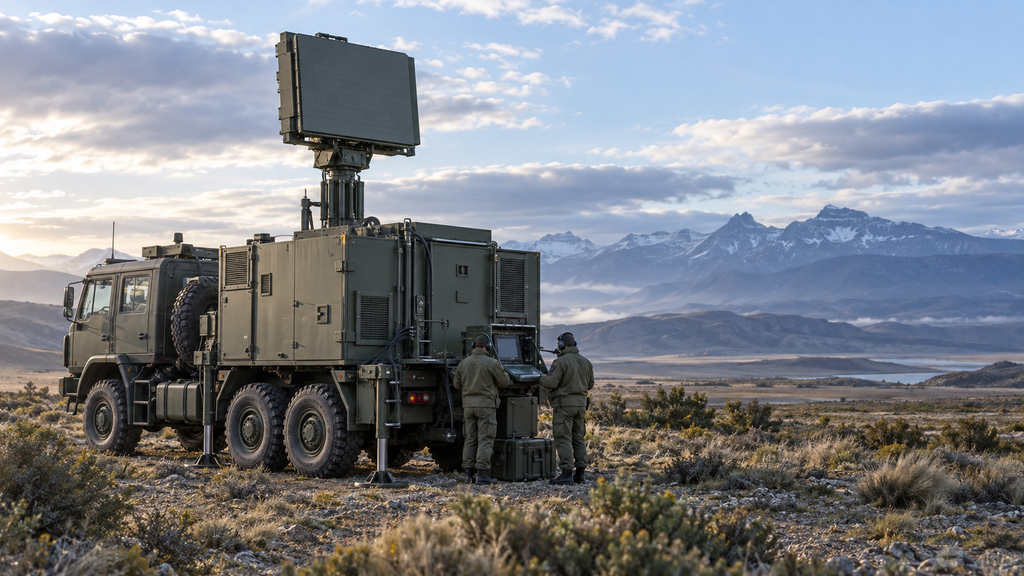 Recreación editorial del radar táctico RMF-200V